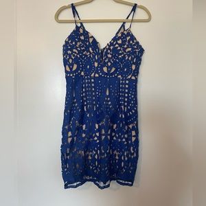 Mahina Blue Illusion Lace Dress